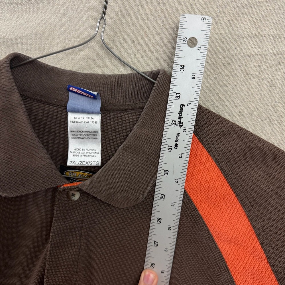 Reebok Polo Shirt Mens 2XL Brown Orange Cleveland Browns NFL PlayDry Pique Logo - Picture 7 of 8